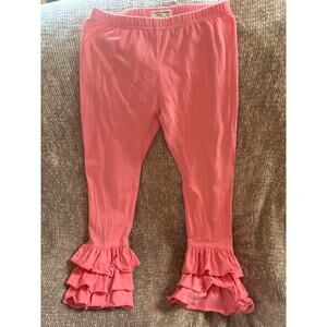 Adorable Essentials Girls Sz 8 Pink Triple Ruffle Bottom Cotton Leggings Pants